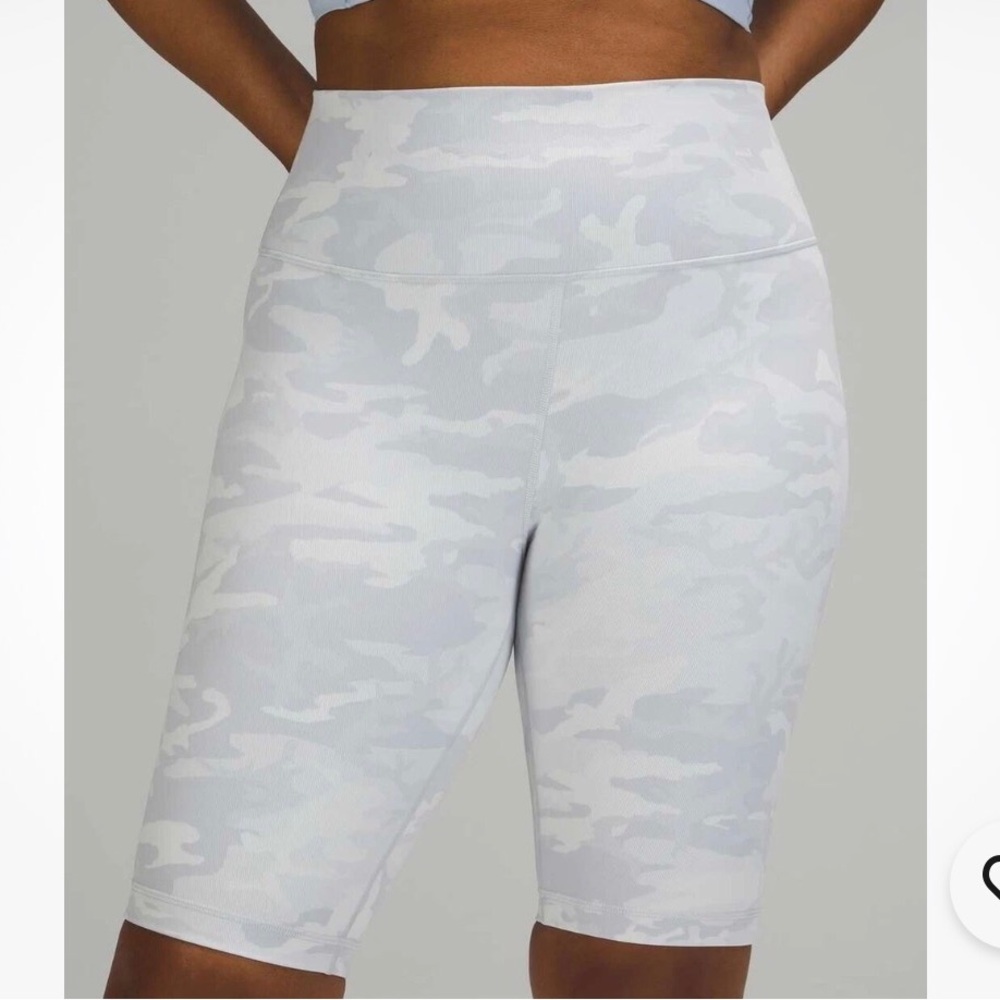 lululemon athletica Light White/Gray Camo Mid-Rise Bike Shorts 4